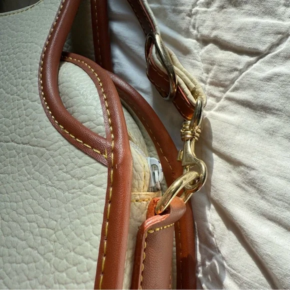 Carina INTL Inc Cream and Orange Waterproof Leather Crossbody Purse - Picture 5 of 9